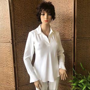 White silk like pullover blouse